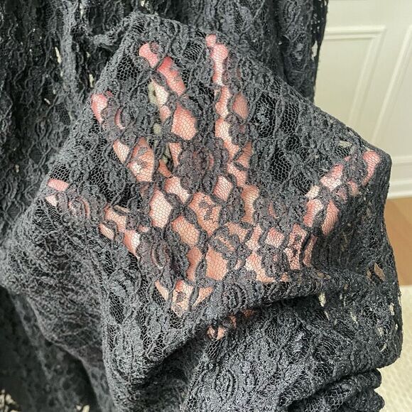 Vintage Express Tricot Sheer Black Lace Midi Skirt S - Picture 4 of 8
